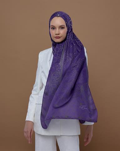 S-EFSUNLU-03 Menekşe & Krem Zencefil Efsunlu Desen Şal