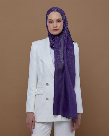 S-EFSUNLU-03 Menekşe & Krem Zencefil Efsunlu Desen Şal