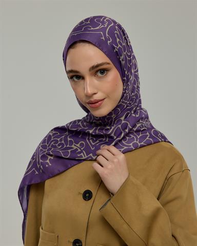 S-HAREM-03 Menekşe & Krem Zencefil Harem Rüyası Desen Şal