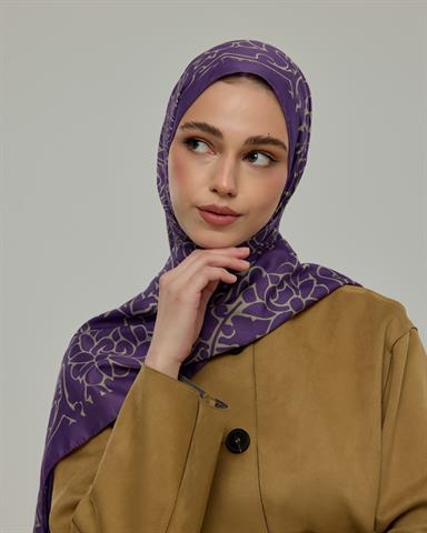 S-HAREM-03 Menekşe & Krem Zencefil Harem Rüyası Desen Şal