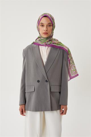 Mor & Koyu Vizon Retro Desen Şal