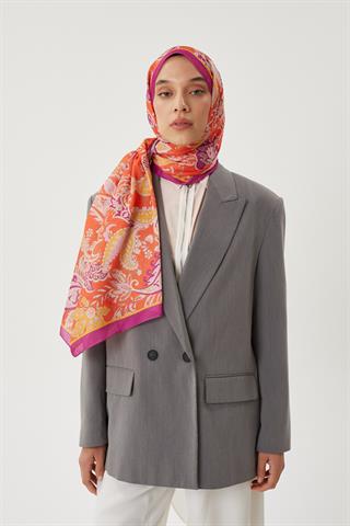 Mor & Turuncu Retro Desen Şal