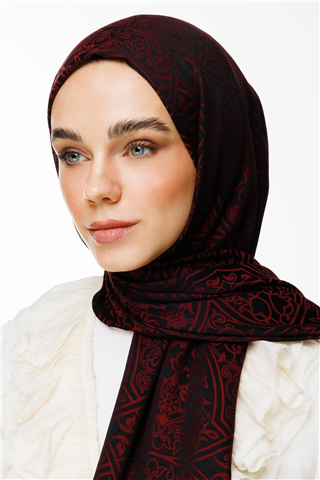 Siyah-Bordo Morocco Desen Çift Taraflı Şal