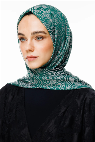 Zümrüt-Pembe Morocco Desen Çift Taraflı Şal
