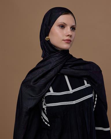 S-EFSUNLU-75 Mürdüm & Gece Efsunlu Desen Şal