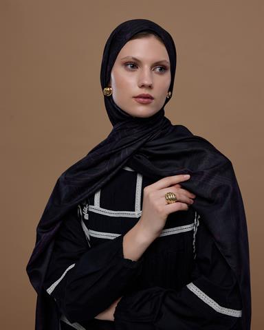 S-EFSUNLU-75 Mürdüm & Gece Efsunlu Desen Şal