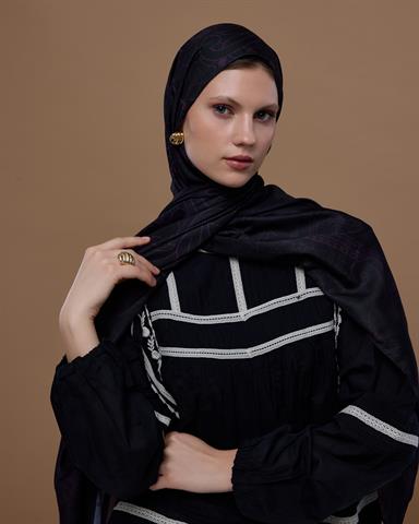 S-EFSUNLU-75 Mürdüm & Gece Efsunlu Desen Şal