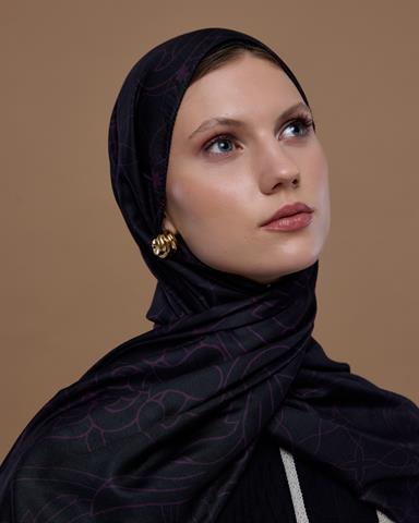 S-EFSUNLU-75 Mürdüm & Gece Efsunlu Desen Şal