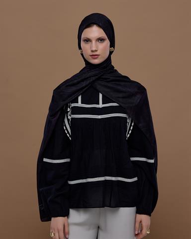 S-EFSUNLU-75 Mürdüm & Gece Efsunlu Desen Şal