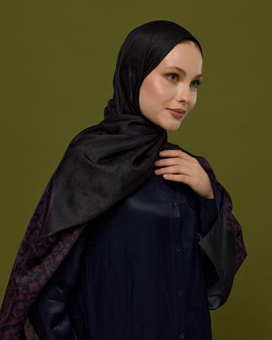 S-SARAYLI-75 Mürdüm & Gece Saraylı Desen Şal