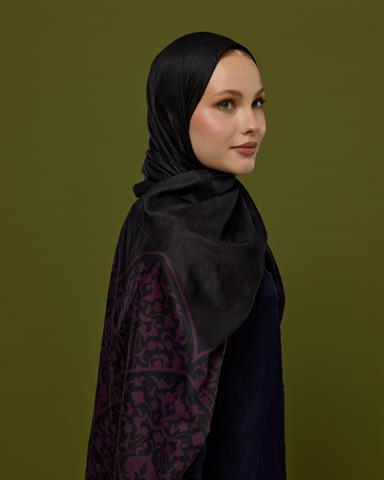S-SARAYLI-75 Mürdüm & Gece Saraylı Desen Şal