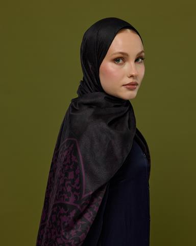 S-SARAYLI-75 Mürdüm & Gece Saraylı Desen Şal