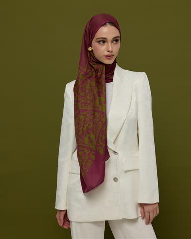 S-SARAYLI-23 Mürdüm & Zeytin Çiçeği Saraylı Desen Şal