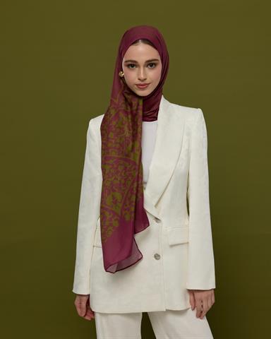 S-SARAYLI-23 Mürdüm & Zeytin Çiçeği Saraylı Desen Şal