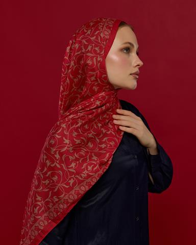 S-LALE-07 Nar Çiçeği & Kum Beji Lale Bahçesi Desen Şal