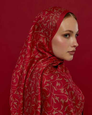 S-LALE-07 Nar Çiçeği & Kum Beji Lale Bahçesi Desen Şal