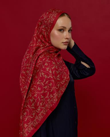 S-LALE-07 Nar Çiçeği & Kum Beji Lale Bahçesi Desen Şal