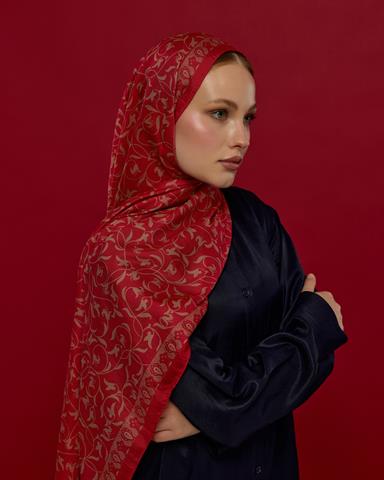 S-LALE-07 Nar Çiçeği & Kum Beji Lale Bahçesi Desen Şal