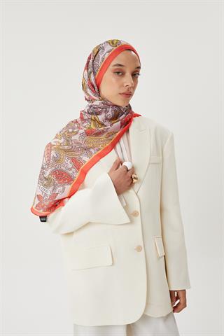 Nar Çiçeği & Nude Retro Desen Şal