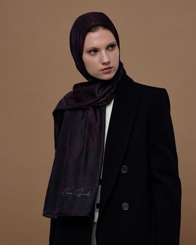 S-EFSUNLU-77 Nar & Lav Efsunlu Desen Şal