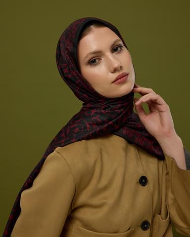 S-LALE-77 Nar & Lav Lale Bahçesi Desen Şal