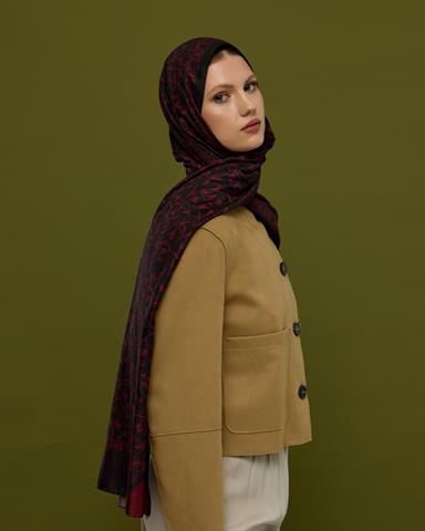 S-LALE-77 Nar & Lav Lale Bahçesi Desen Şal