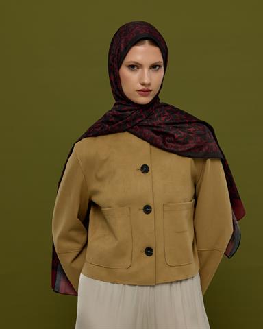 S-LALE-77 Nar & Lav Lale Bahçesi Desen Şal