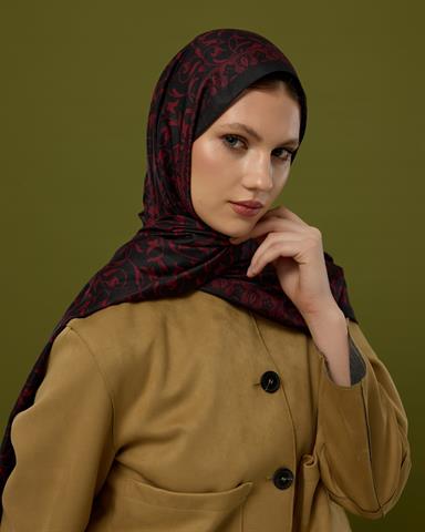 S-LALE-77 Nar & Lav Lale Bahçesi Desen Şal