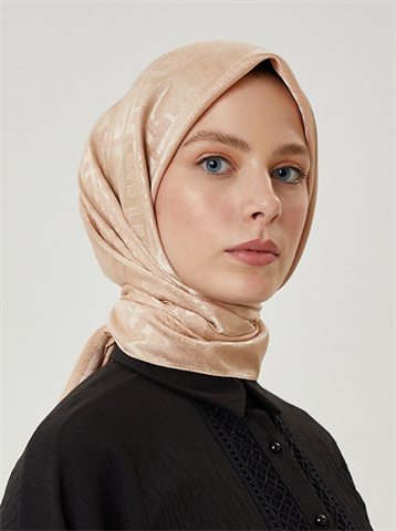 Nude F Desen Parlak Jakar Eşarp