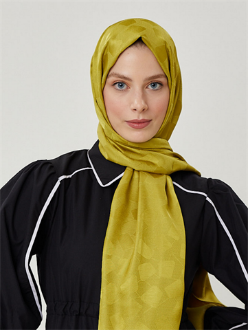 Olive Taş Desen İpeksi Jakar Şal