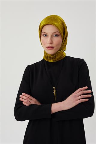 Olive Yeşil D Desen Parlak Jakar Eşarp