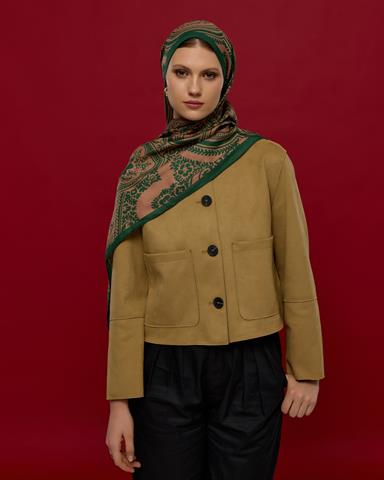 S-SULTANİ-19 Orman Yeşili & Bronz Şafak Sultani Desen Şal