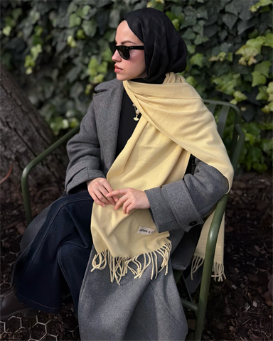 Pastel Sarı İthal Kaşmir Atkı