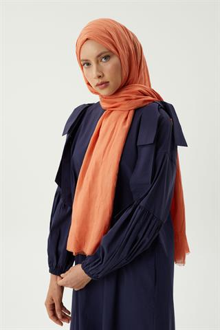 Pastel Turuncu Piliseli Bambu Şal