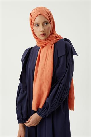 Pastel Turuncu Piliseli Bambu Şal