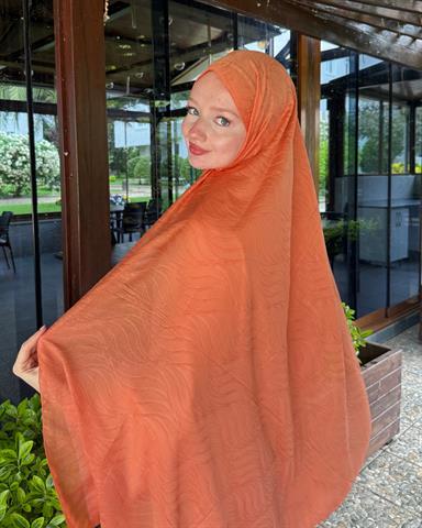 Pastel Turuncu Su Yolu Lyocell Bambu Jakar Şal