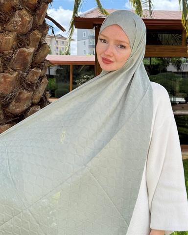 Pastel Yeşili Baklava Lyocell Bambu Jakar Şal