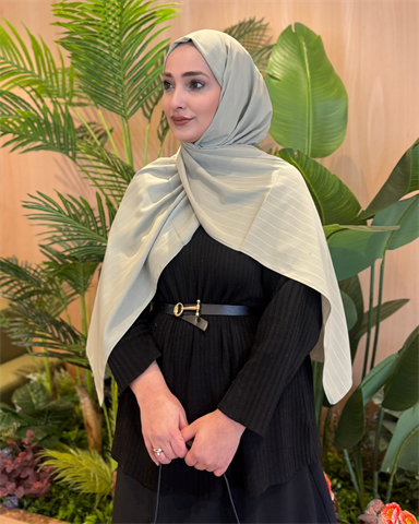 Pastel Yeşili Minima Desen Kore Medine İpeği Şal