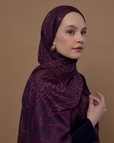 S-EFSUNLU-27 Patlıcan & Amber Tınısı Efsunlu Desen Şal