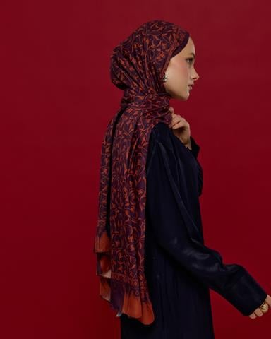 S-LALE-27 Patlıcan & Amber Tınısı Lale Bahçesi Desen Şal