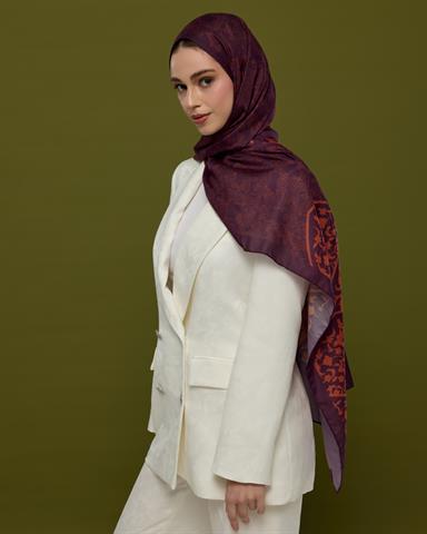 S-SARAYLI-27 Patlıcan & Amber Tınısı Saraylı Desen Şal