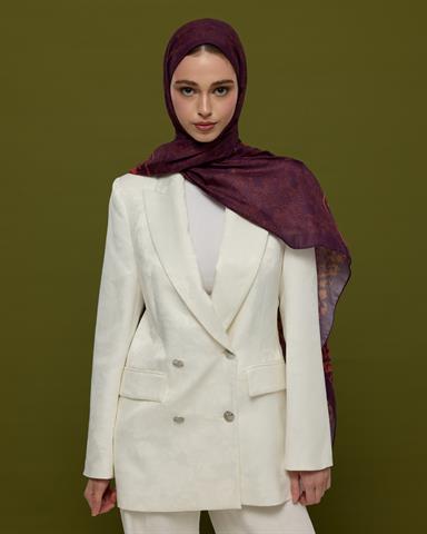 S-SARAYLI-27 Patlıcan & Amber Tınısı Saraylı Desen Şal