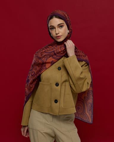 S-SULTANİ-27 Patlıcan & Amber Tınısı Sultani Desen Şal