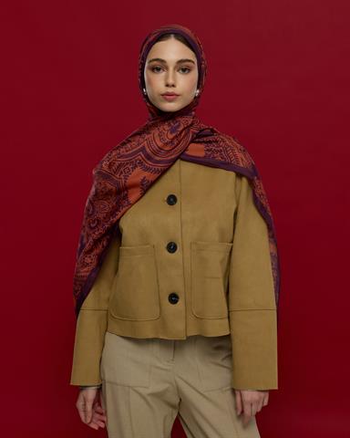 S-SULTANİ-27 Patlıcan & Amber Tınısı Sultani Desen Şal