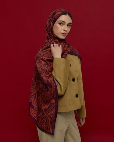S-SULTANİ-27 Patlıcan & Amber Tınısı Sultani Desen Şal