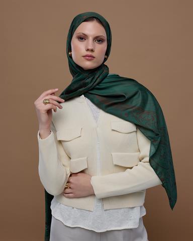 S-EFSUNLU-64 Petrol & Kakao Efsunlu Desen Şal