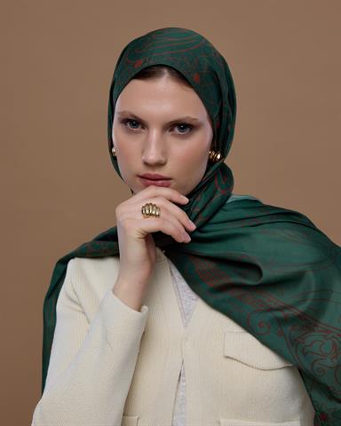 S-EFSUNLU-64 Petrol & Kakao Efsunlu Desen Şal