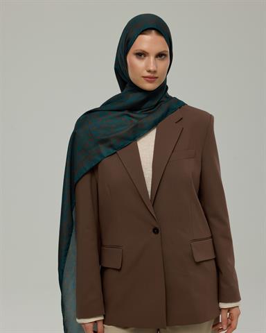 S-LALE-64 Petrol & Kakao Lale Bahçesi Desen Şal