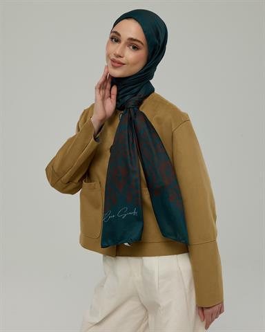 S-SARAYLI-64 Petrol & Kakao Saraylı Desen Şal