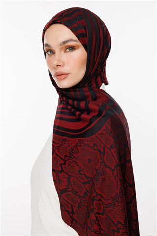 Siyah-Bordo Riad Desen Çift Taraflı Şal